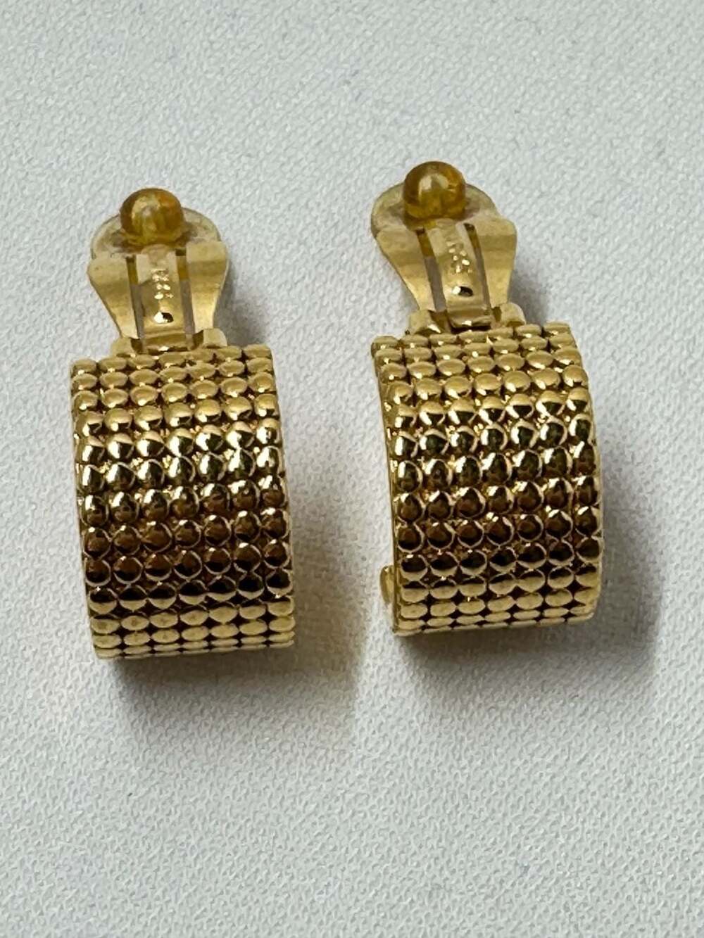 Vintage Nina Ricci Gold-Tone Textured Half-Hoop Clip-On Earrings